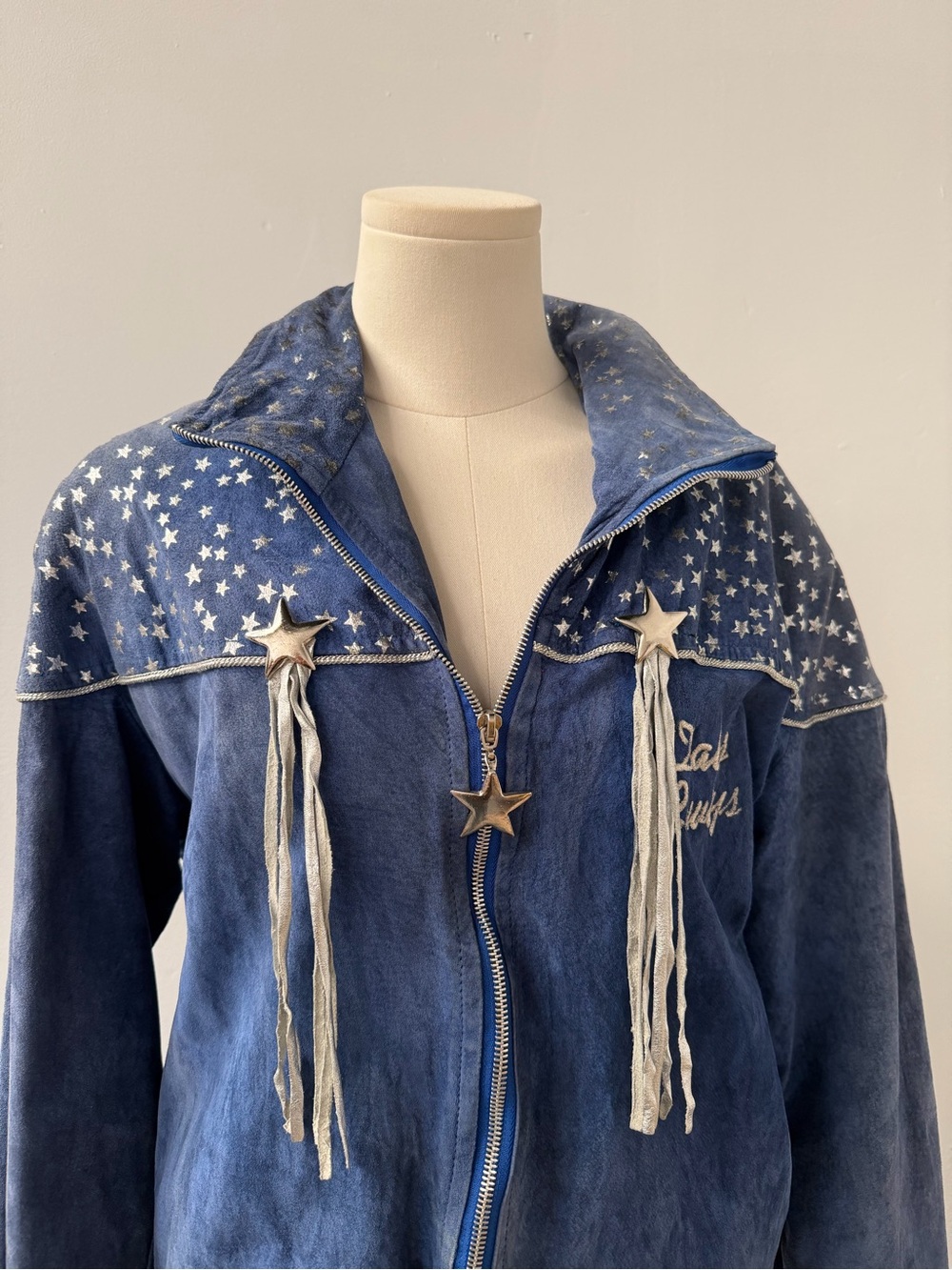 Vintage NFL Spirit by Cliff Engle Dallas Cowboys Leather Jacket Tassels size L - Picture 3 of 9